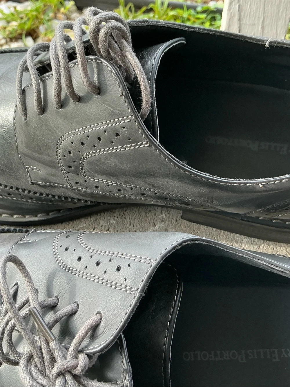 Perry Ellis Gray Wingtip Derby Oxfords